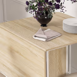 HOMCOM Mobile Drop Leaf Dining Table on Wheels with Storage Shelf Natural - Additional view 7
