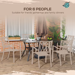 Outsunny Garden Table with Parasol Hole for Patio, Deck, Brown, 150 x 96 x 73cm