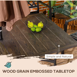 Outsunny Garden Table with Parasol Hole for Patio, Deck, Brown, 150 x 96 x 73cm - Additional view 4