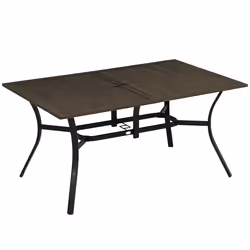 Outsunny Garden Table with Parasol Hole for Patio, Deck, Brown, 150 x 96 x 73cm - Additional view 8