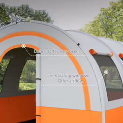 Outsunny Camping Tent, 3000mm Waterproof Family Tent for 5-6 Man, Orange