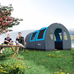 Outsunny Camping Tent, 3000mm Waterproof Family Tent for 5-6 Man, Blue