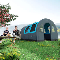 Outsunny Camping Tent, 3000mm Waterproof Family Tent for 5-6 Man, Blue