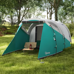 Outsunny 3000mm Waterproof Camping Tent with 2 Rooms for 3 Man, Green
