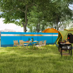 Outsunny Camping Windbreaks with Clear Windows and Carry Bag, 725 x 140cm, Blue