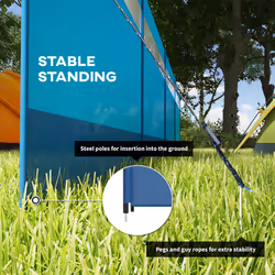Outsunny Camping Windbreaks with Clear Windows and Carry Bag, 725 x 140cm, Blue