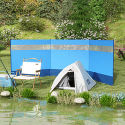 Outsunny Camping Windbreaks with Clear Windows and Carry Bag, 440 x 140cm, Blue