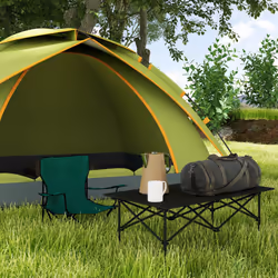 Outsunny Portable Folding Camping Table w/ Roll Up Aluminium Top Carry Bag Black