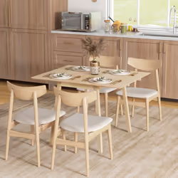 Extendable Kitchen Table for 2-4, Folding Drop Leaf Dining Table, Natural
