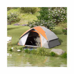 Outsunny 2 Man Camping Tent w/ Sewn-in Groundsheet, 3000mm Waterproof, Orange