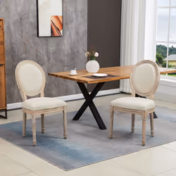 HOMCOM French-Style Dining Chairs Set of 2 with Linen Upholstery, Cream