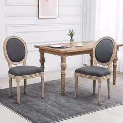 HOMCOM French-Style Dining Chairs Set of 2 with Linen Upholstery, Grey