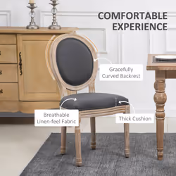 HOMCOM French-Style Dining Chairs Set of 2 with Linen Upholstery, Grey