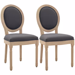 HOMCOM French-Style Dining Chairs Set of 2 with Linen Upholstery, Grey - Additional view 8