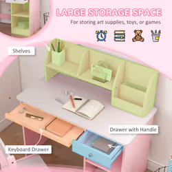 ZONEKIZ Kids Desk and Chair Set with Storage, for Ages 5-8 Years