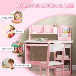ZONEKIZ Kids Desk and Chair Set with Storage, for Ages 5-8 Years