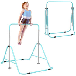HOMCOM Kids Gymnastic Bar w/ Adjustable Height, Foldable Training Bar - Blue
