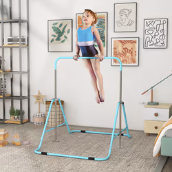 HOMCOM Kids Gymnastic Bar w/ Adjustable Height, Foldable Training Bar - Blue