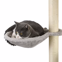 PawHut 4-Piece Cat Wall Furniture w/ Hammock, Ladder, Platforms - Grey - Additional view 5