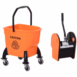 HOMCOM Mop Bucket on Wheels w/ Carry Handle, Mop Holder for Household Orange - Additional view 6