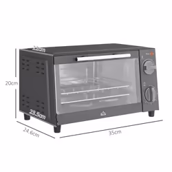 HOMCOM Mini Oven 9L Countertop Toaster Oven with Timer Control 750W Grey