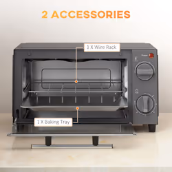 HOMCOM Mini Oven 9L Countertop Toaster Oven with Timer Control 750W Grey - Additional view 5