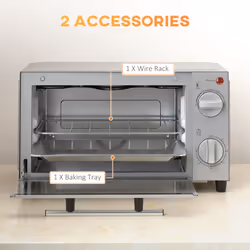 HOMCOM Mini Oven 9L Countertop Toaster Oven with Timer Control 750W Silver - Additional view 4