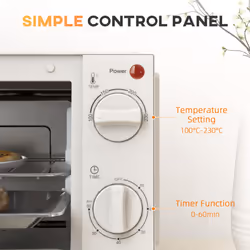 HOMCOM Mini Oven 9L Countertop Toaster Oven with Timer Control 750W Cream - Additional view 5