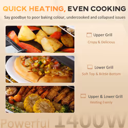 HOMCOM Mini Oven 16L Countertop Oven w/ Adjustable Temp Timer 1400W, Black - Additional view 7