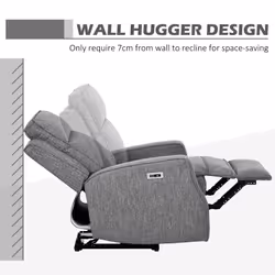 HOMCOM Electric Armchair, Fabric Recliner Chair with USB Port, Charcoal Grey - Additional view 4