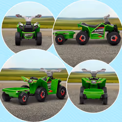 HOMCOM Electric Quad Bike, 6V Kids Ride-On ATV with Back Trailer - Green - Additional view 7