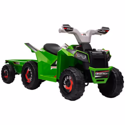 HOMCOM Electric Quad Bike, 6V Kids Ride-On ATV with Back Trailer - Green - Additional view 8