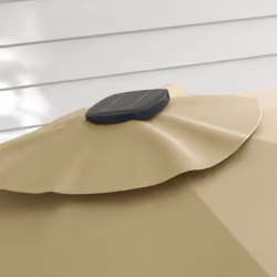 Outsunny 3(m) Solar LED Cantilever Parasol Adjustable Garden Umbrella Khaki