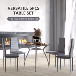 HOMCOM Round Dining Table Set for 4, Kitchen Table and Chairs with Cushion
