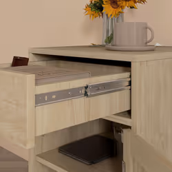 HOMCOM Bedside Table with Rattan Drawer, Cabinet and Adjustable Shelf, Natural - Additional view 8