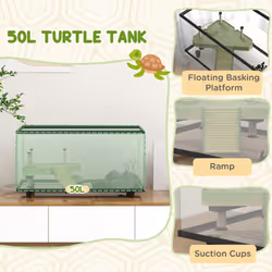 PawHut Turtle Tank 50L Glass Turtle Aquarium w/ Easy Drainage, 60 x 30 x 32cm - Additional view 4