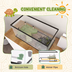 PawHut Turtle Tank 50L Glass Turtle Aquarium w/ Easy Drainage, 60 x 30 x 32cm - Additional view 5