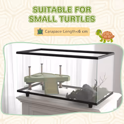 PawHut Turtle Tank 50L Glass Turtle Aquarium w/ Easy Drainage, 60 x 30 x 32cm - Additional view 8