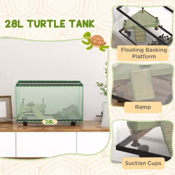PawHut Turtle Tank 28L Glass Turtle Aquarium w/ Easy Drainage, 45 x 25 x 29cm
