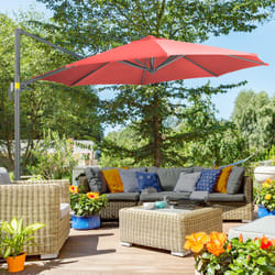 Outsunny 3 x 3(m) Cantilever Parasol Garden Umbrella with Cross Base Wine Red