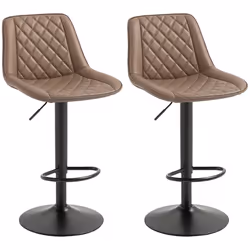 HOMCOM Bar Stools Set of 2, Adjustable Bar Chairs Swivel for Kitchen Brown - Additional view 8