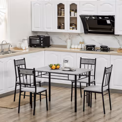 HOMCOM 5 Pieces Dining Room Sets, Kitchen Table and Chairs Set 4 with Marble Top