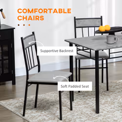 HOMCOM 5 Pieces Dining Room Sets, Kitchen Table and Chairs Set 4 with Marble Top