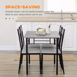 HOMCOM 5 Pieces Dining Room Sets, Kitchen Table and Chairs Set 4 with Marble Top - Additional view 4