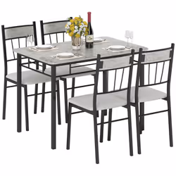 HOMCOM 5 Pieces Dining Room Sets, Kitchen Table and Chairs Set 4 with Marble Top - Additional view 8