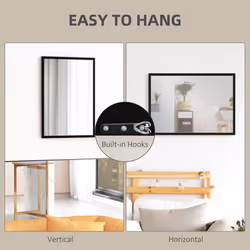 HOMCOM 70x50cm Wall Bathroom Mirror for Home Decor, Vanity Mirror, Black