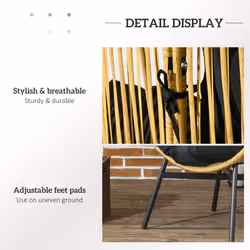 Outsunny Rattan Leisure Chair w/ Cushion, Garden Egg Chair with Headrest, Sand - Additional view 4