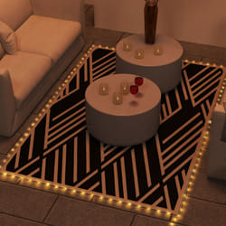 Outsunny Waterproof Outdoor Rug W/ LED String Light, 182 x 274cm, Black & Coffee