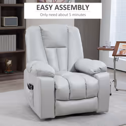 HOMCOM Riser and Recliner Chair for Elderly, Quick Assembly, Light Grey - Additional view 4