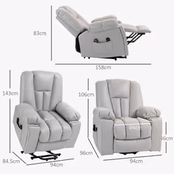HOMCOM Riser and Recliner Chair for Elderly, Quick Assembly, Light Grey - Additional view 5